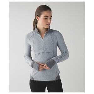 Lululemon Runderful 1/2 Zip Mini Check Pique White Heathered Slate Size